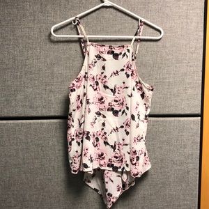 Halter, open back rose print blouse